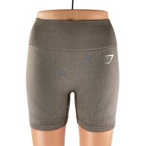 Gymshark Women's Tan Mid Rise Yoga Workout Running Athletic Biker Shorts Size S